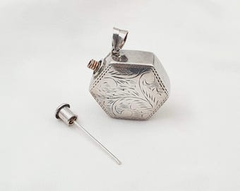 Vintage 925 Sterling Silver Handmade Perfume Bottle Pendant