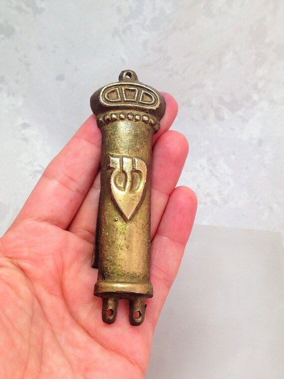 Vintage Mezuzah Vintage Brass Mezuzah Case Israel 1950's Etsy
