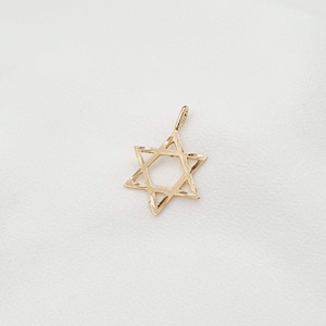 Vintage 14k Yellow Gold Star of David Pendant, 70s Israeli Gold Signed Jewelry, Jewish Judaica Gold Pendant