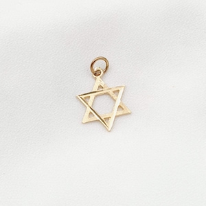 Vintage 14k Yellow Gold Star of David Pendant, 70s Israeli Jewish Judaica Gold Pendant