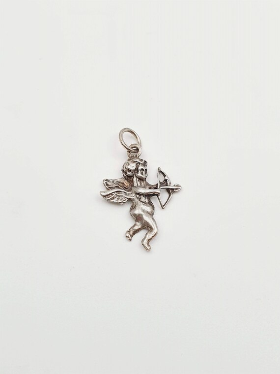 Vintage Sterling Silver Cupid Angel Pendant Charm - image 3