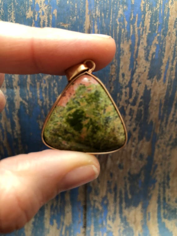 Unakite Unity Triangle Pendant for Recovery - Kin… - image 2