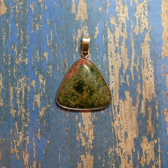 Unakite Unity Triangle Pendant for Recovery - Kin… - image 1