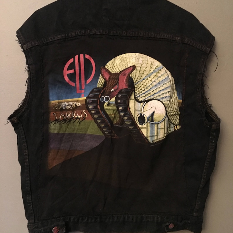 ELP Tarkus Denim Vest Emerson Lake & Palmer Backpatch Etsy