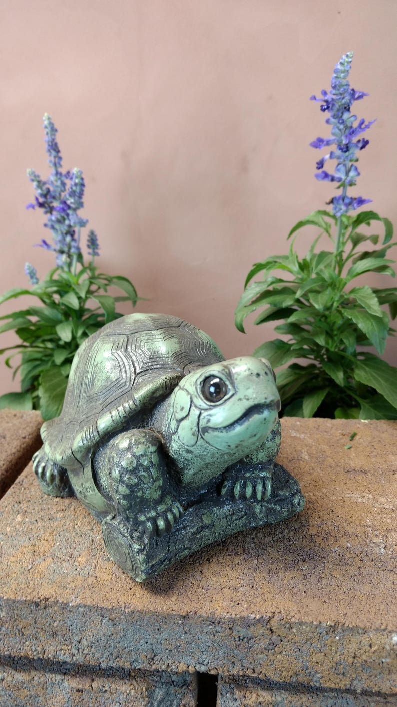 Cute Turtle Sculpture Garden Decor Little Turtle Statue Etsy