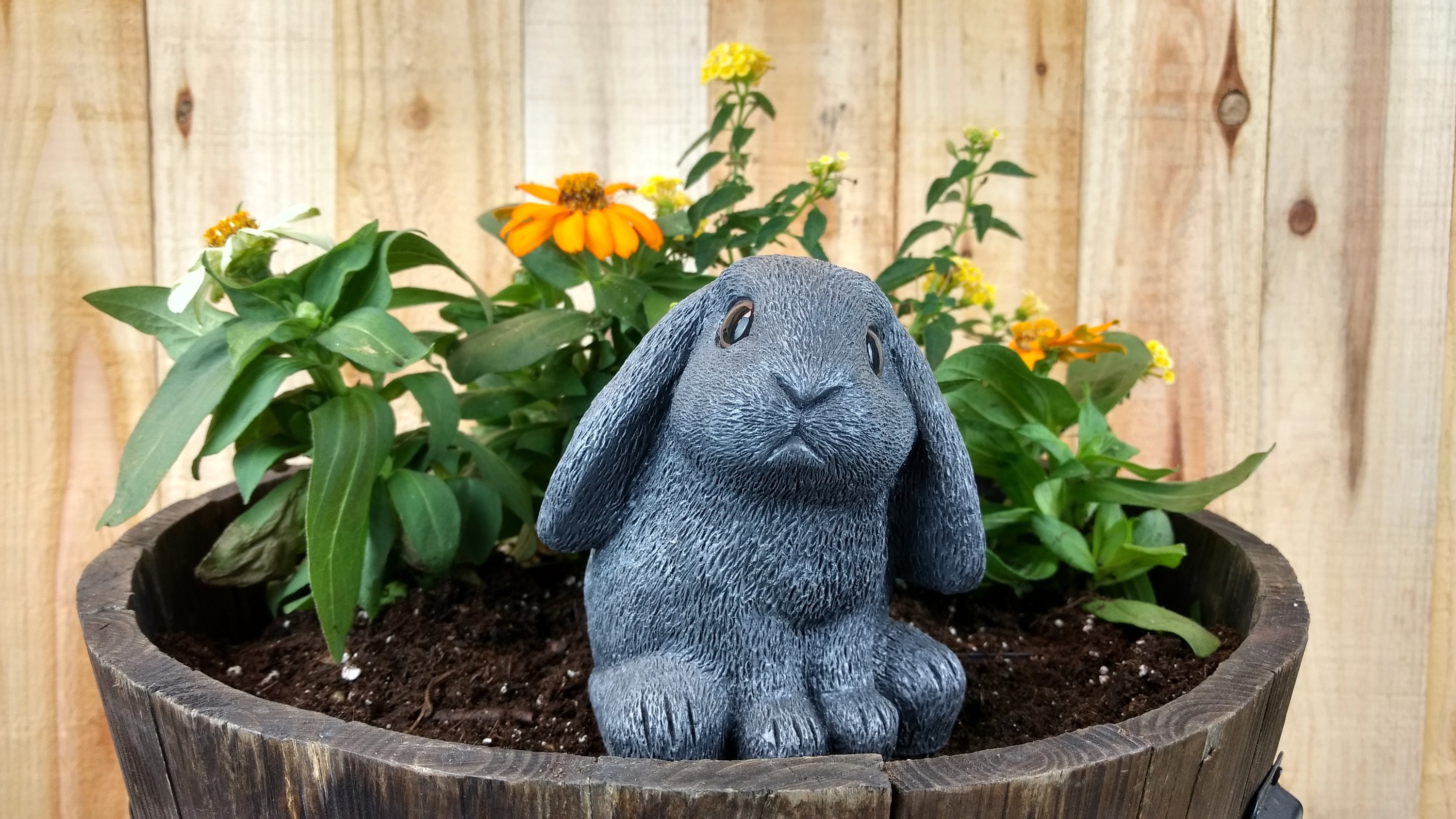 Bunny ornament garden decor Rabbit sculpture yard art Stone Etsy
