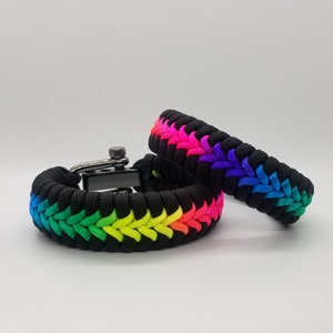 Chroma Bracelet, Rainbow Center Stitched Paracord Bracelet, Tie Dyed Multicolored Jewelry, Color Changing, Chromatic Cord, Pride Bracelet