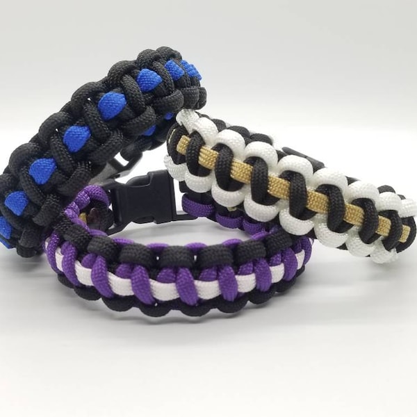 Custom Paracord Bracelet, Striped Cobra Knot, Paracord Bracelets, Handmade Bracelets, Gifts for Him, Groomsman's Gifts, Best Man Gift, EDC