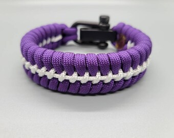 Twitch Themed Paracord Bracelet: Handmade Purple & White Stitched Jewelry
