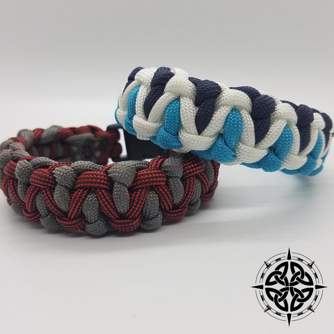 Custom 3 Color Paracord Bracelet, Modified Cobra Knot, Zig Zag Design,  Gifts for Him, Gifts for Groomsman, Best Man Gift, Team School Colors 