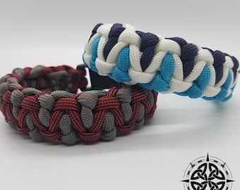Custom 3-Color Paracord Bracelet: Modified Cobra Knot, Team Colors