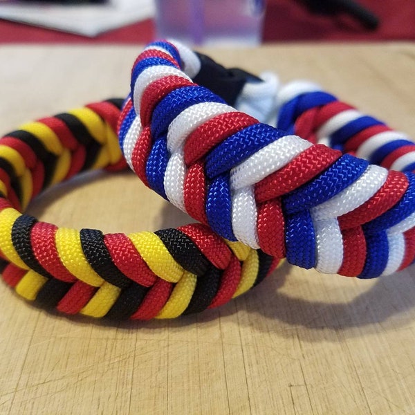 Custom Paracord Bracelet, Chevron Fishtail Braid, Paracord Bracelets, Team Colors, Gifts for Him, Gifts for Groomsman, Best Man Gift