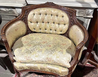 Customizable Vintage French Provincial Bergère Chair