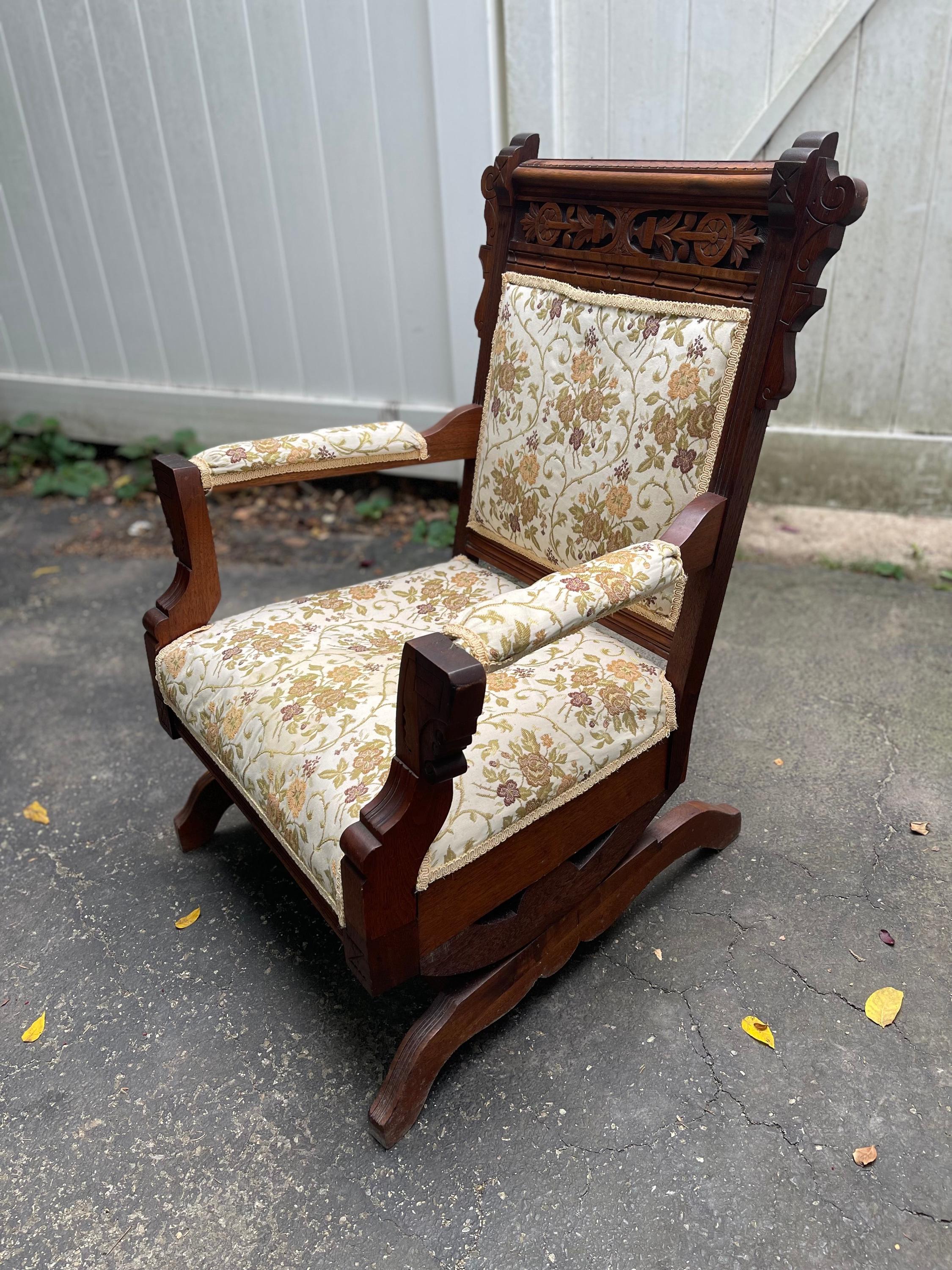 Eastlake Rocker Blue Customizable Antique Eastlake Platform Armchair Rocker - Etsy