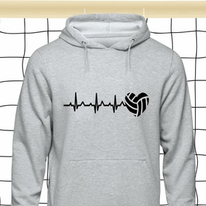 Volleyball Heart Beat Hoodie, Volleyball Hoodie, Volleyball Love, Gift For Volleyball, Volleyball Player Hoodie, Grey Hoodie