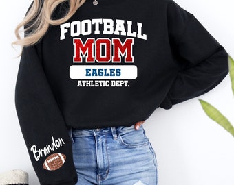 Custom Glitter Football Mom Sweatshirt, Personalized Football Mom T Shirt, Customized Football Mom Gifts, Football Tee, Football Mom Shirt