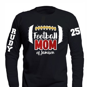 Glitter Football Mom Shirt | Football Shirts | Football Spirit Wear | Long Sleeve T-shirt | Customize team & colors