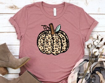 Leopard Print Pumpkin Thanksgiving Shirt, Fall Apparel