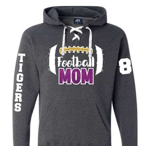 Football Mom Hoodie with lace up front and football laces - Glitter- Can personalize colors| Football sweatshirt |custom football Hoody