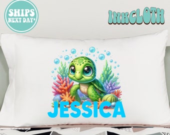 Personalized Baby Sea Turtle Pillowcase, Custom Kid's Bedding
