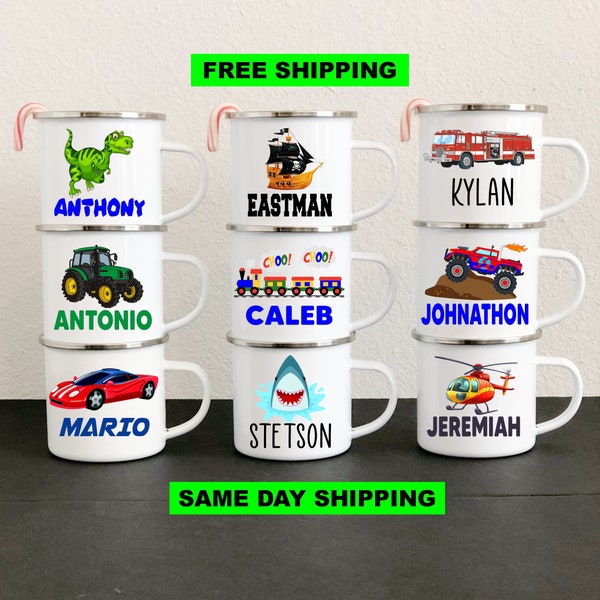 Personalized Mug for Kids, Hot Chocolate / Coffee Mug for Boys, Kids Shatterproof Mugs with Handle, Birthday Party Favors, Children's Gift