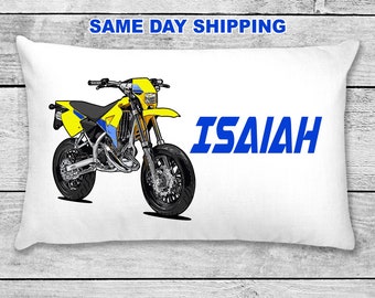 Personalized Dirt Bike Pillowcase, Custom Motorcycle Pillow