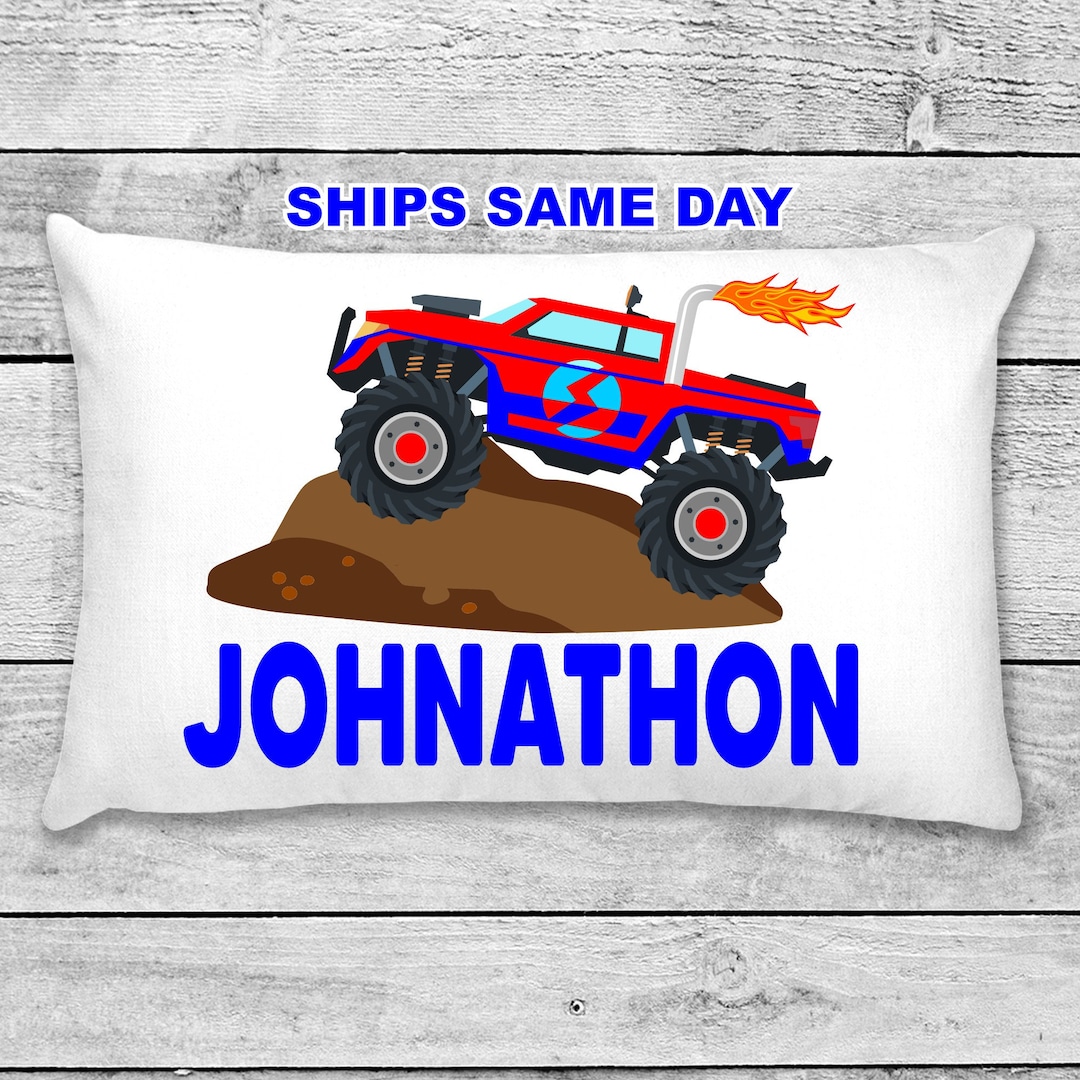 Monster Truck Pillow Case Personalized Pillowcase Etsy