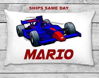 Personalized Race Car Pillowcase, Kids Birthday Gift