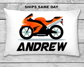 Personalized Motorcycle Pillowcase, Kid's Room Decor