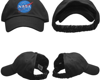 Nasa Curlcap Hat Satin Lined Baseball Cap Washed Cotton Embroidered Logo Backless Cap