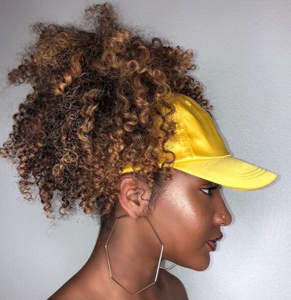 Satin Lined Baseball Backless Cap, Yellow dad hat, Protective Styles Hats, Natural Hair Hats,