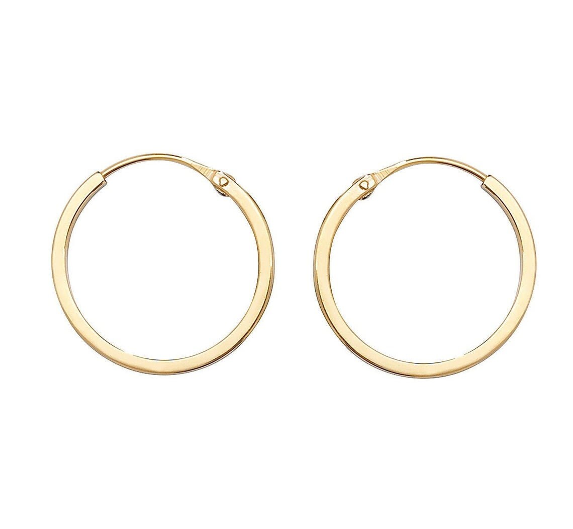 9ct Solid Gold Flat Tube Sleeper Hoop Creole Earrings / Size Etsy