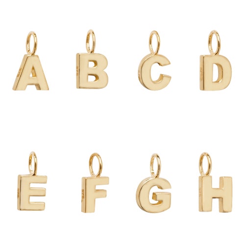 9K Solid Gold Initial Letter Pendant 