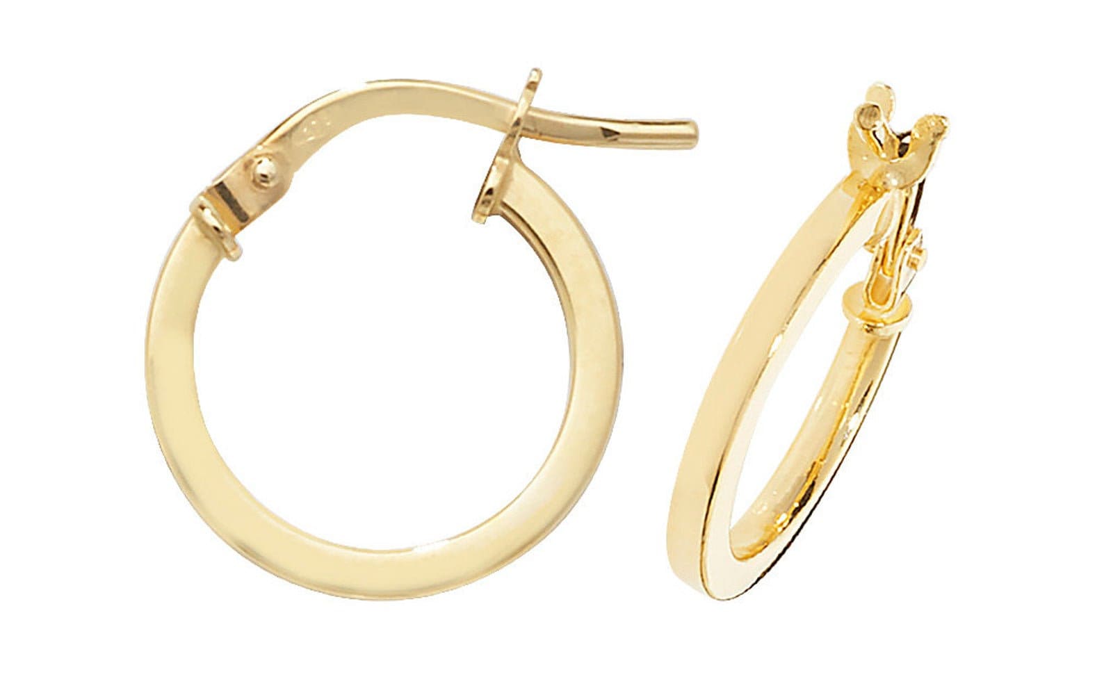 9ct Solid Gold Flat Hoop Creole Earrings / Size 10mm 15mm 20mm Etsy UK