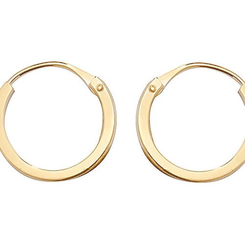9ct Solid Gold Flat Tube Sleeper Hoop Creole Earrings / Size - Etsy UK