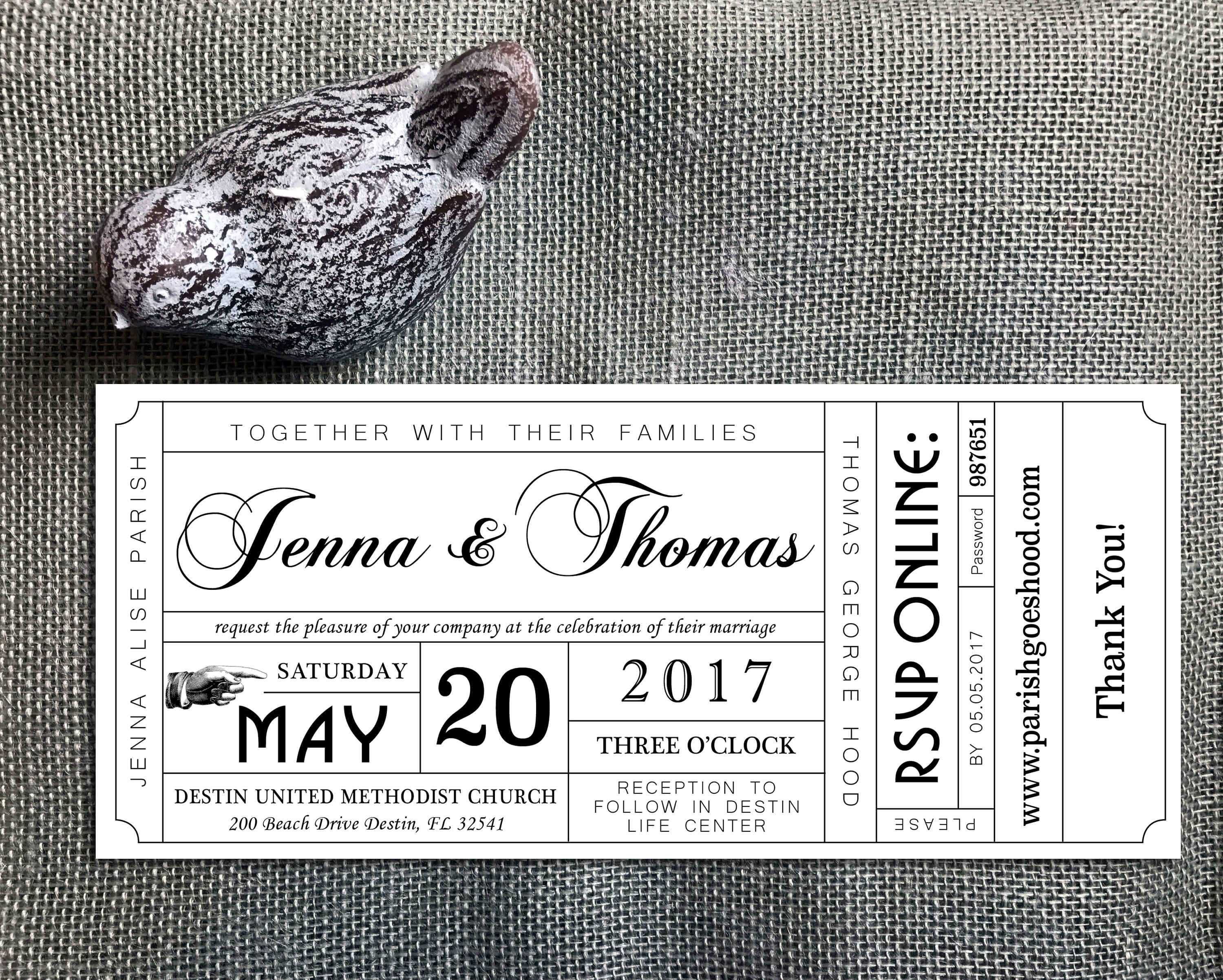 Theatre Ticket Wedding Invitation Vintage Retro Wedding Etsy
