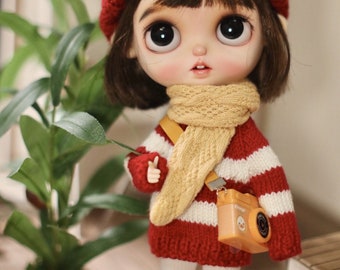 Blythe Stripe Sweater | BJD clothes for Blythe Pullip Holala Obitsu 22 Obitsu 24 Azone Momoko|Ball jointed doll YoSD clothes BJD accessories