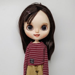 BJD Shirt | Long sleeve stripe Pullip shirt| BJD yosd clothes for Blythe Pullip Obitsu 22 Obitsu 24 Holala doll Momoko|1/6 Ball jointed doll