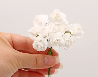 Dollhouse flowers ob11 Small paper flowers obitsu 11 Mini paper flowers bouquet obitsu11 Antique dollhouse plant Roses Miniature flowers