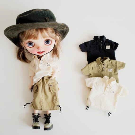 Blythe Shirt | BJD Camping Shirt for Custom Blythe Doll Ooak Pullip Doll Holala Azone Doll Obitsu BJD Doll | Blythe Clothes 1/6 Bjd Clothes