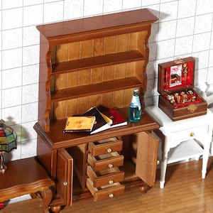Miniature hutch Antique dollhouse shelves Dollhouse hutch Obitsu 11 doll house hutch ob11 Doll hutch Wooden Dollhouse cabinet Doll shelves