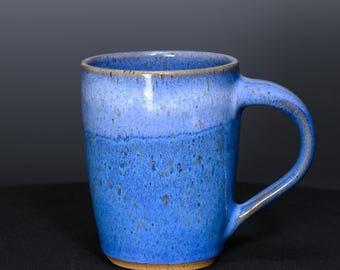 Mug 12 oz, Handmade Pottery Ceramic Mug, Handcrafted Stoneware Coffee Cup - Indigo Blue Glaze