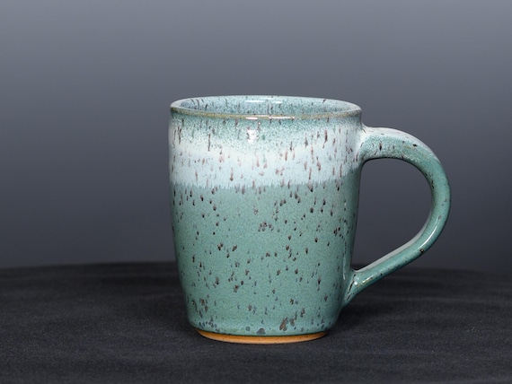 Handmade Pottery 12 oz Coffee Mug, Ceramic Tea Cup - Speckled Pine Green  Glaze