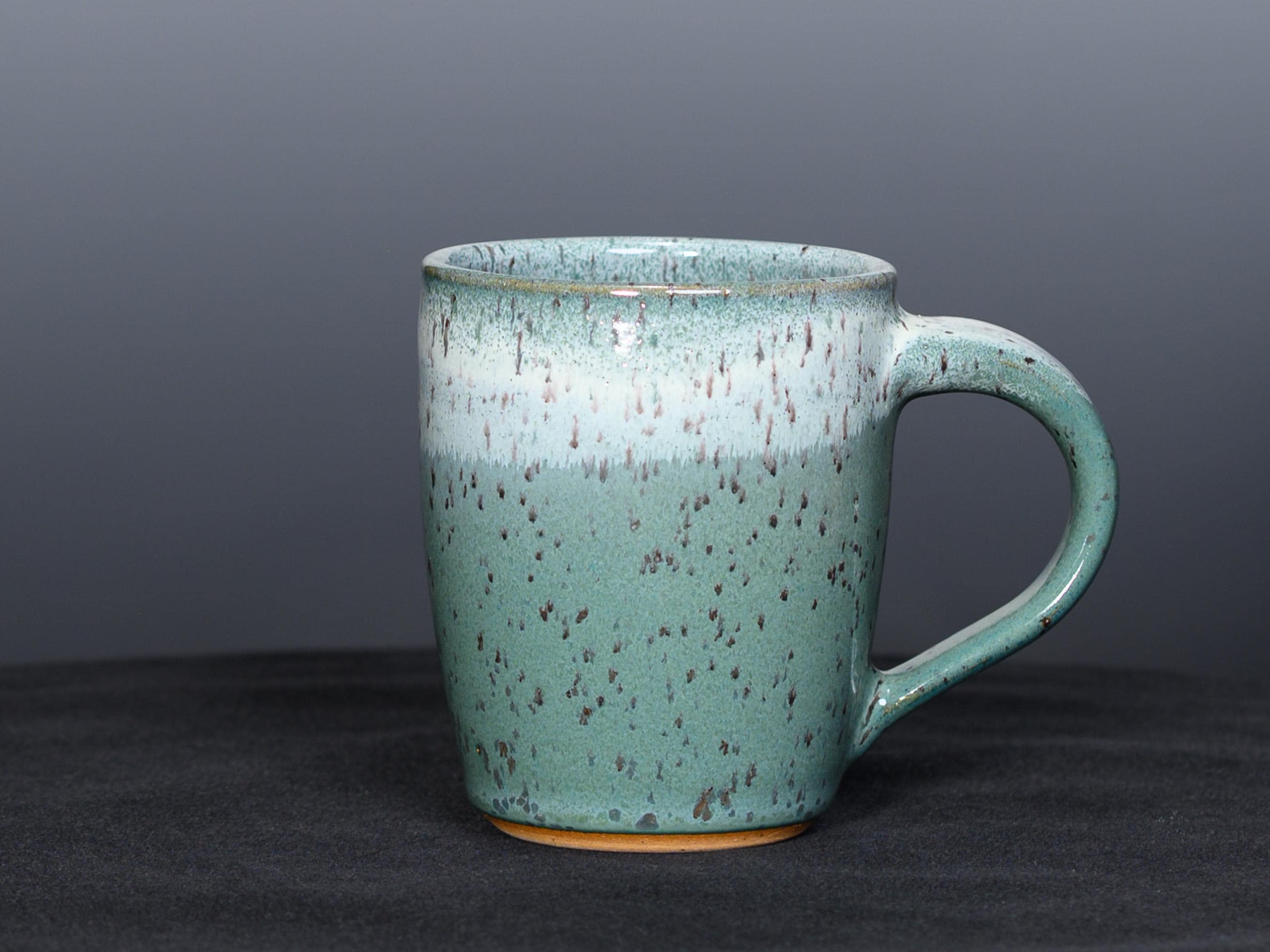 Handmade Pottery 12 oz Coffee Mug, Ceramic Tea Cup - Speckled Pine Green  Glaze