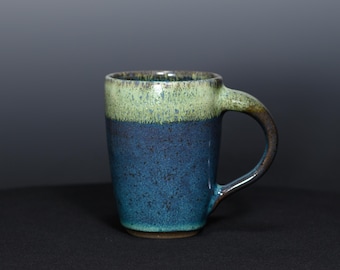 Handmade Pottery 12 oz  Coffee Mug, Ceramic  Tea Cup - Deep Denim Blue Glaze