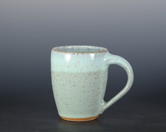 Sea Green 12 oz Handmade Ceramic Mug, Hand Thrown Pottery Coffee Mug