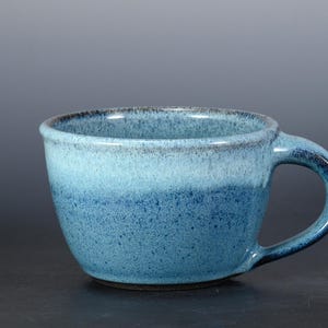 Soup Mug 24 oz, Ceramic Bowl with Handle for Soup or Ramen, Handmade Pottery for Everyday Use, Kitchen Gift Idea – Deep Ocean Blue Glaze