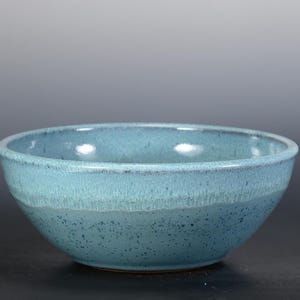 Big Ceramic Serving Bowl for Salad and Pasta, Handmade Pottery Centerpiece, Housewarming or Hostess Gift – Speckled Ocean Blue Glaze