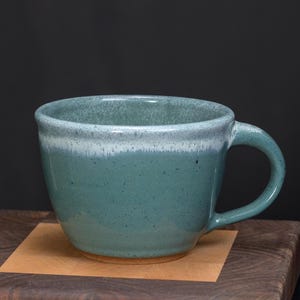 Soup Mug 22 oz, Ceramic Bowl with Handle, Handmade Pottery for Hearty Meals & Everyday Use, Unique Pottery Gift – Pine Green Glaze