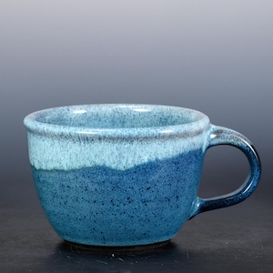 Soup Mug 22 oz, Ceramic Bowl with Handle, Handmade Pottery for Hearty Meals & Everyday Use, Unique Pottery Gift – Deep Ocean Blue Glaze